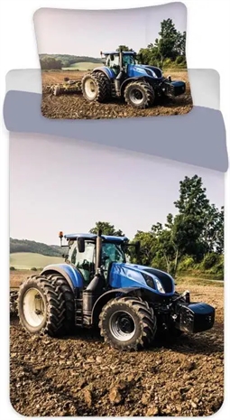 Traktor sengetøj - 140x200 cm - Stor blå traktor - Sengesæt i 100% bomuld - Flot børnesengetøj